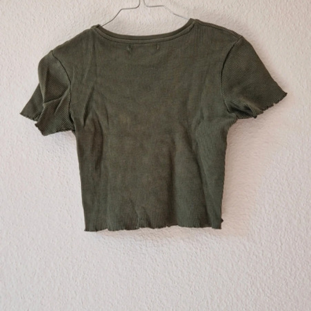 Olive Green Ribbed Women's Top